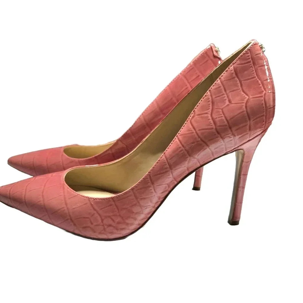 Sam Edelman Pink Croc-Embossed Heels